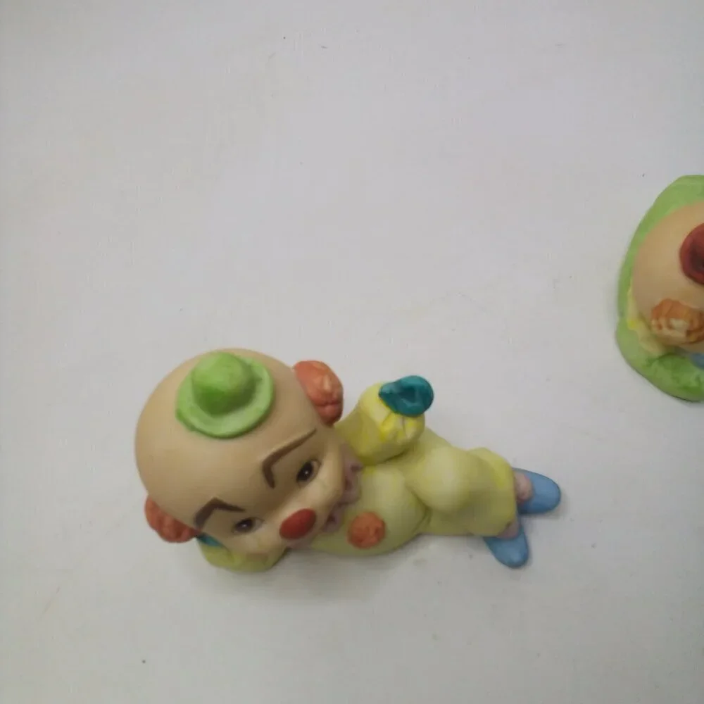 Vintage Ceramic Baby Clowns Lot of 3 Figurine Painted Shelf Sitter